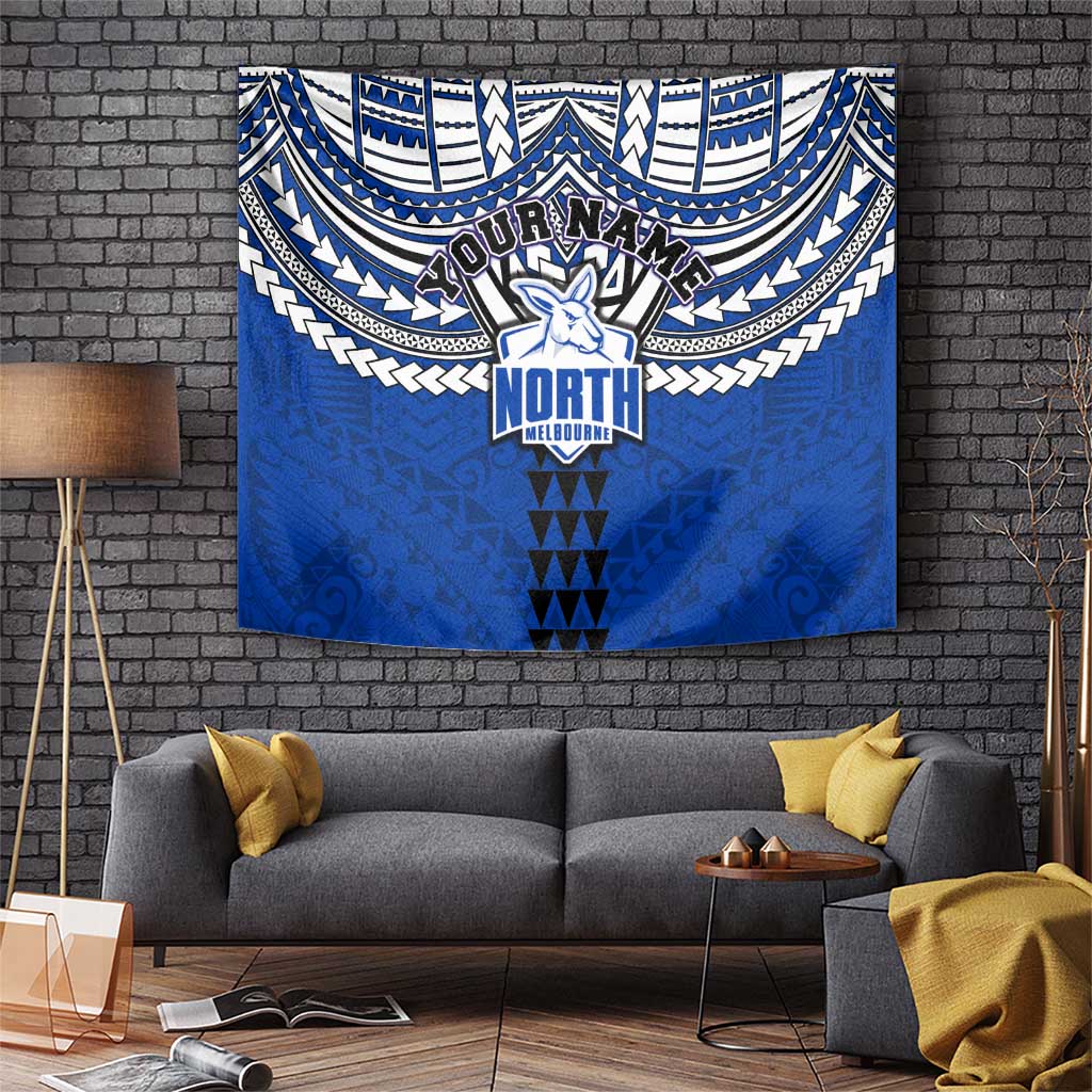 Personalized North Melbourne Kangaroos Tapestry Polynesian Tribal Pattern Heritage Football