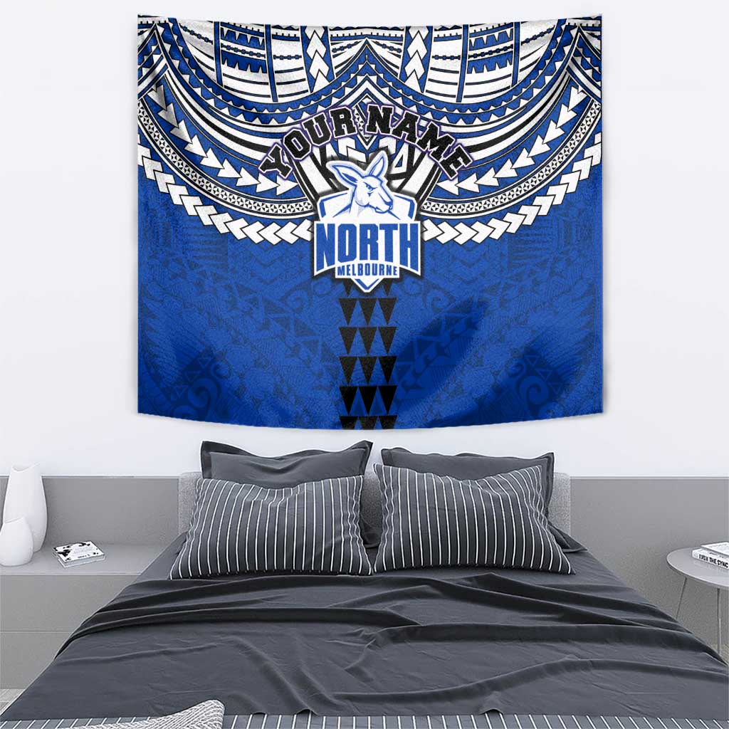 Personalized North Melbourne Kangaroos Tapestry Polynesian Tribal Pattern Heritage Football