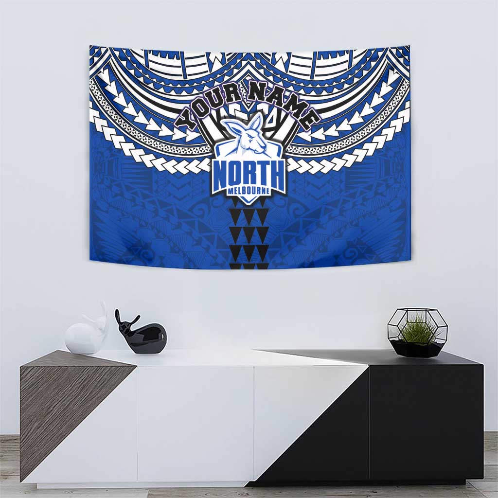 Personalized North Melbourne Kangaroos Tapestry Polynesian Tribal Pattern Heritage Football