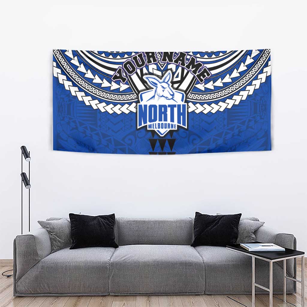 Personalized North Melbourne Kangaroos Tapestry Polynesian Tribal Pattern Heritage Football