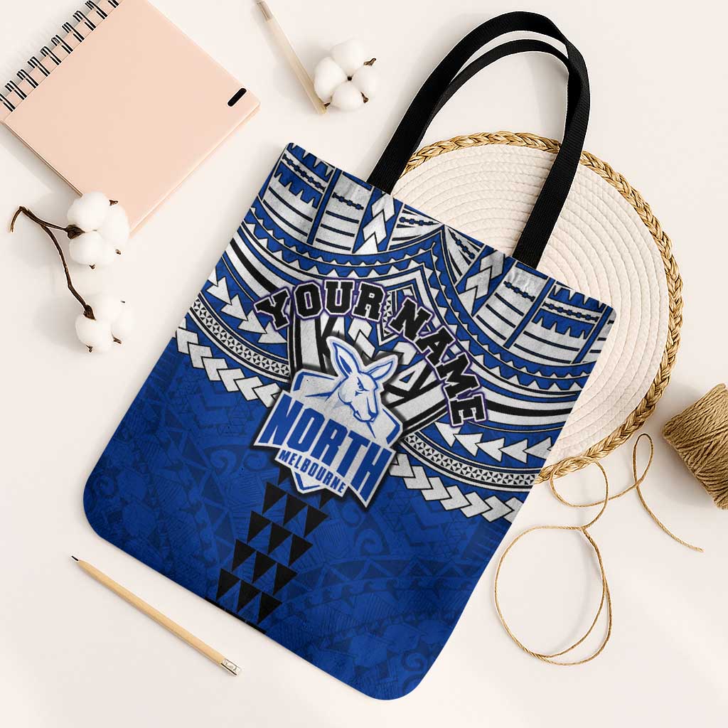 Personalized North Melbourne Kangaroos Tote Bag Polynesian Tribal Pattern Heritage Football