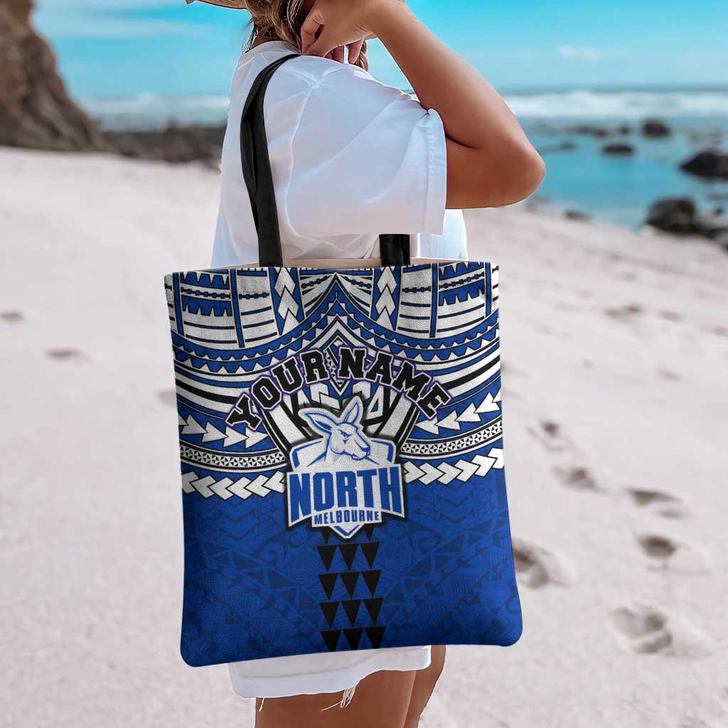 Personalized North Melbourne Kangaroos Tote Bag Polynesian Tribal Pattern Heritage Football