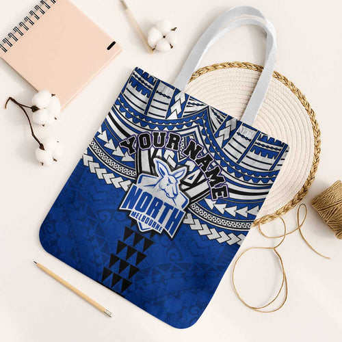Personalized North Melbourne Kangaroos Tote Bag Polynesian Tribal Pattern Heritage Football