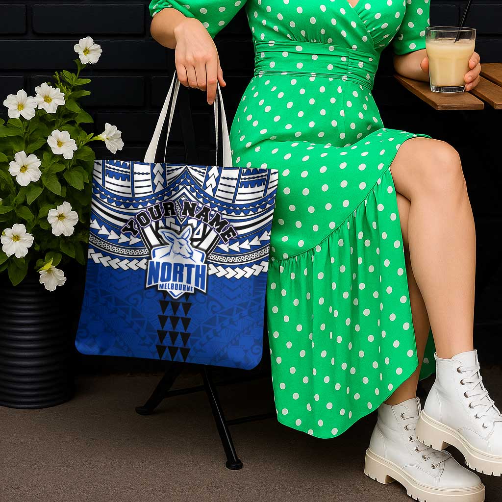 Personalized North Melbourne Kangaroos Tote Bag Polynesian Tribal Pattern Heritage Football