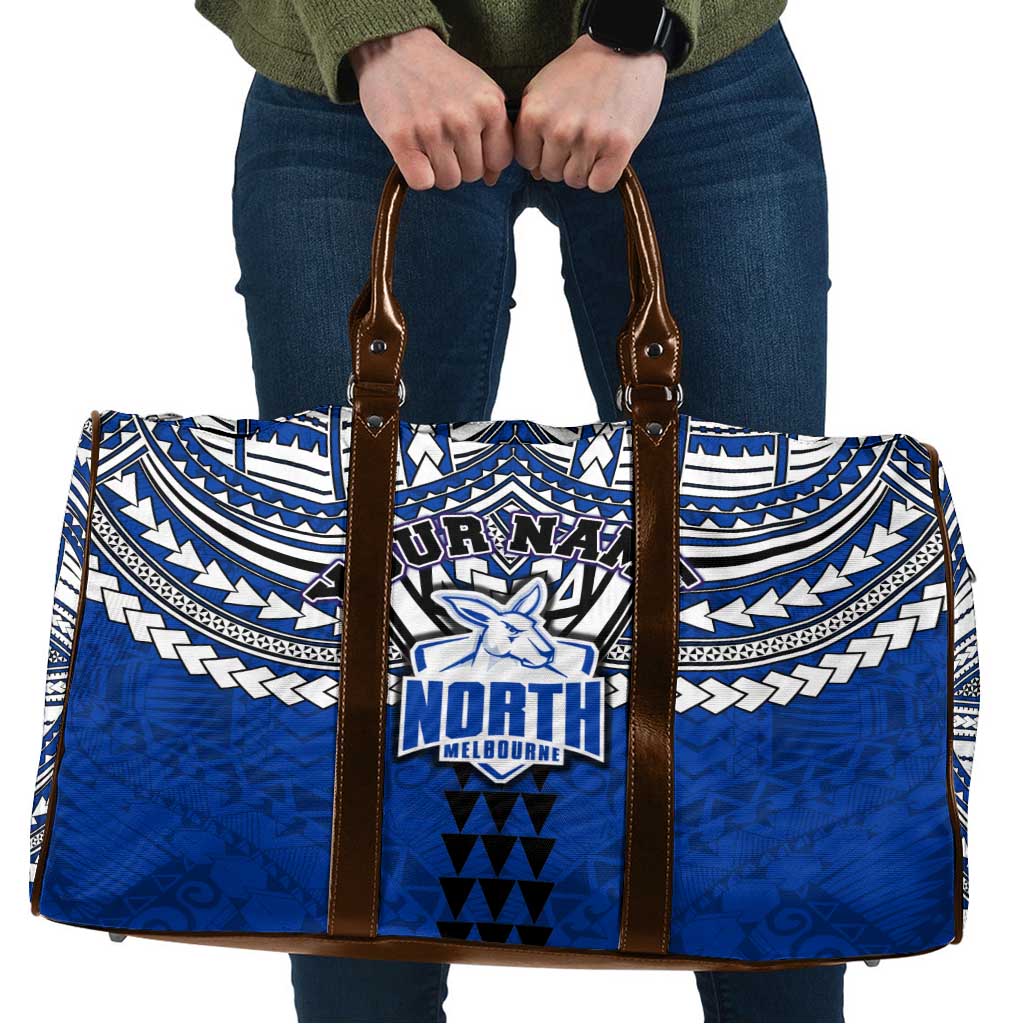 Personalized North Melbourne Kangaroos Travel Bag Polynesian Tribal Pattern Heritage Football