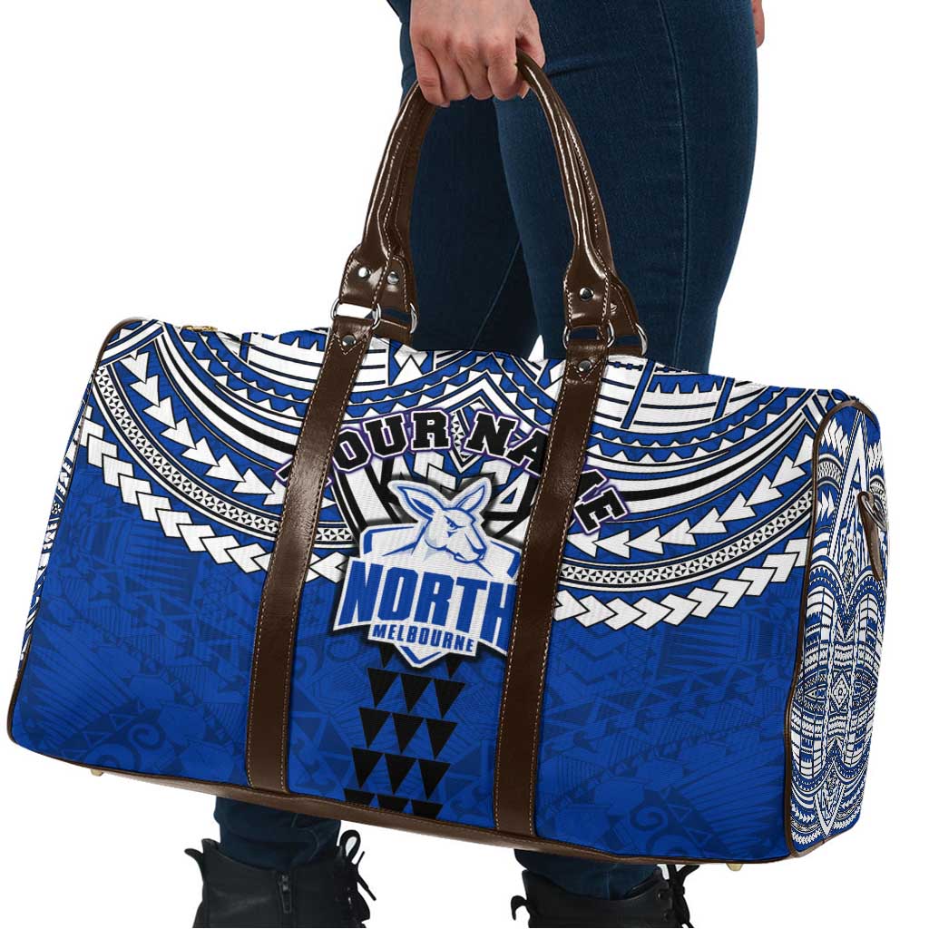 Personalized North Melbourne Kangaroos Travel Bag Polynesian Tribal Pattern Heritage Football
