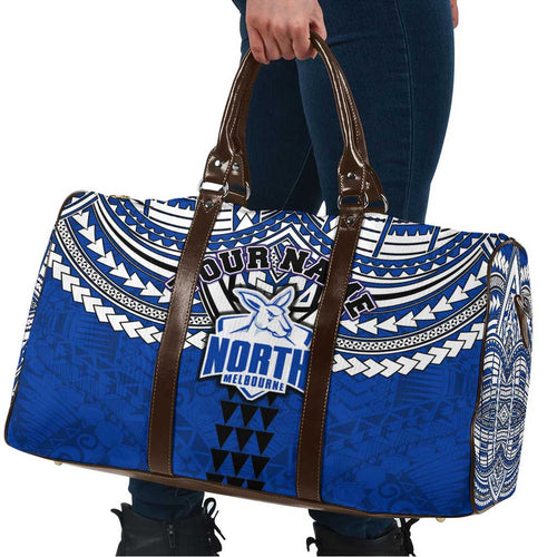 Personalized North Melbourne Kangaroos Travel Bag Polynesian Tribal Pattern Heritage Football
