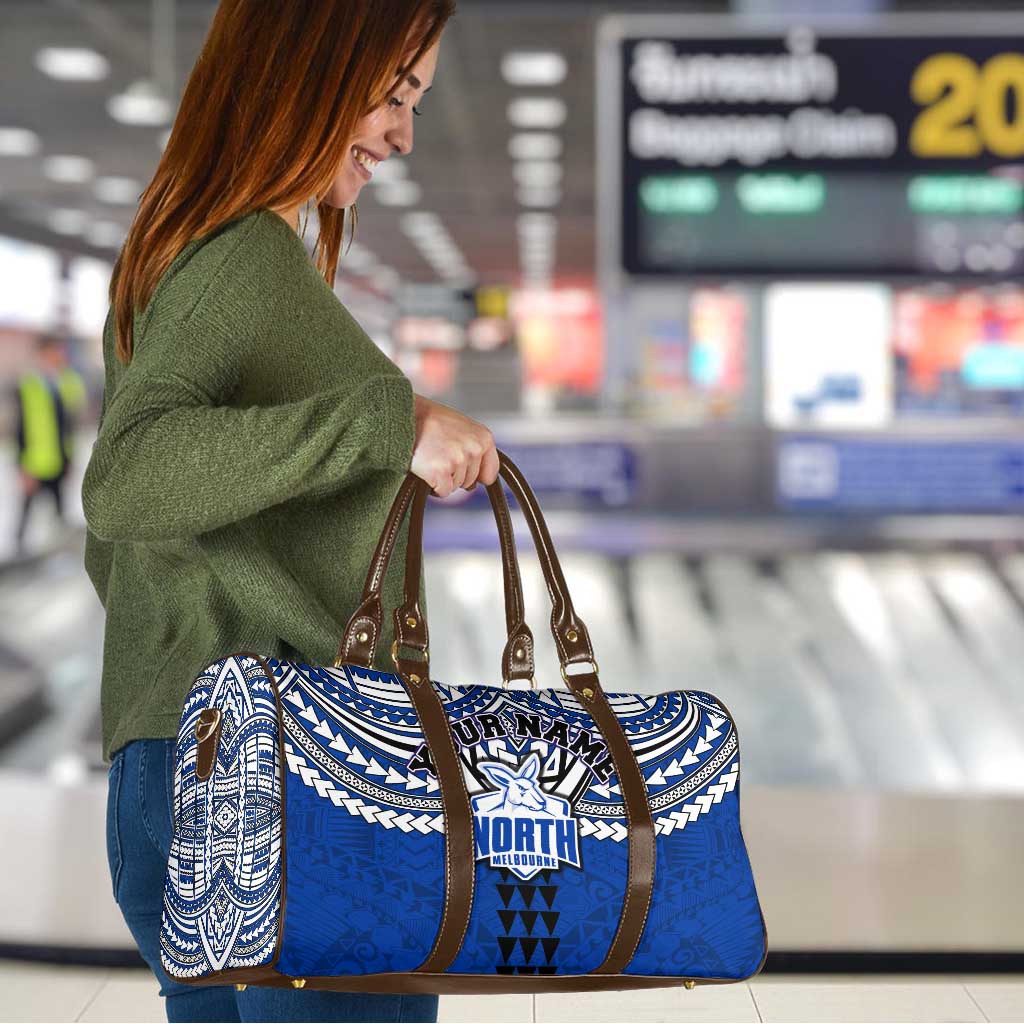 Personalized North Melbourne Kangaroos Travel Bag Polynesian Tribal Pattern Heritage Football