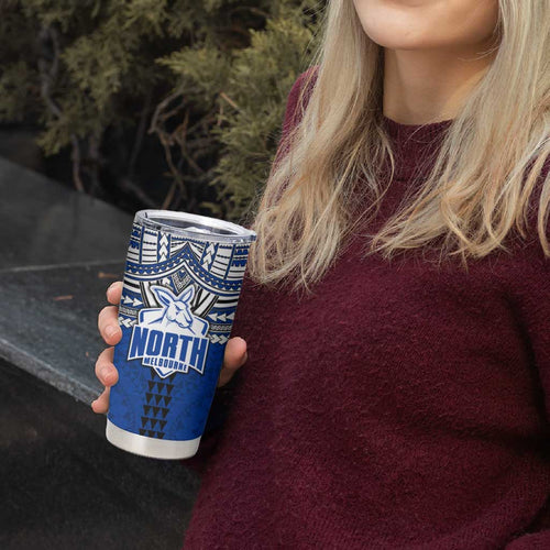 Personalized North Melbourne Kangaroos Tumbler Cup Polynesian Tribal Pattern Heritage Football