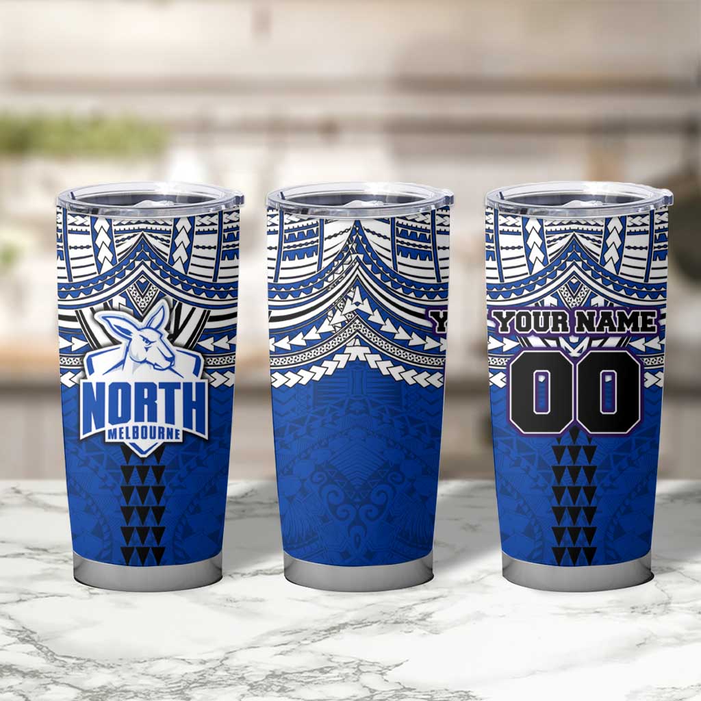 Personalized North Melbourne Kangaroos Tumbler Cup Polynesian Tribal Pattern Heritage Football