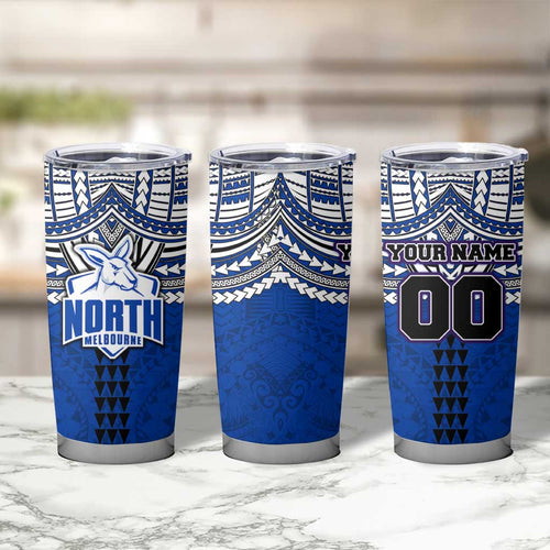 Personalized North Melbourne Kangaroos Tumbler Cup Polynesian Tribal Pattern Heritage Football
