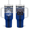 Personalized North Melbourne Kangaroos Tumbler With Handle Polynesian Tribal Pattern Heritage Football