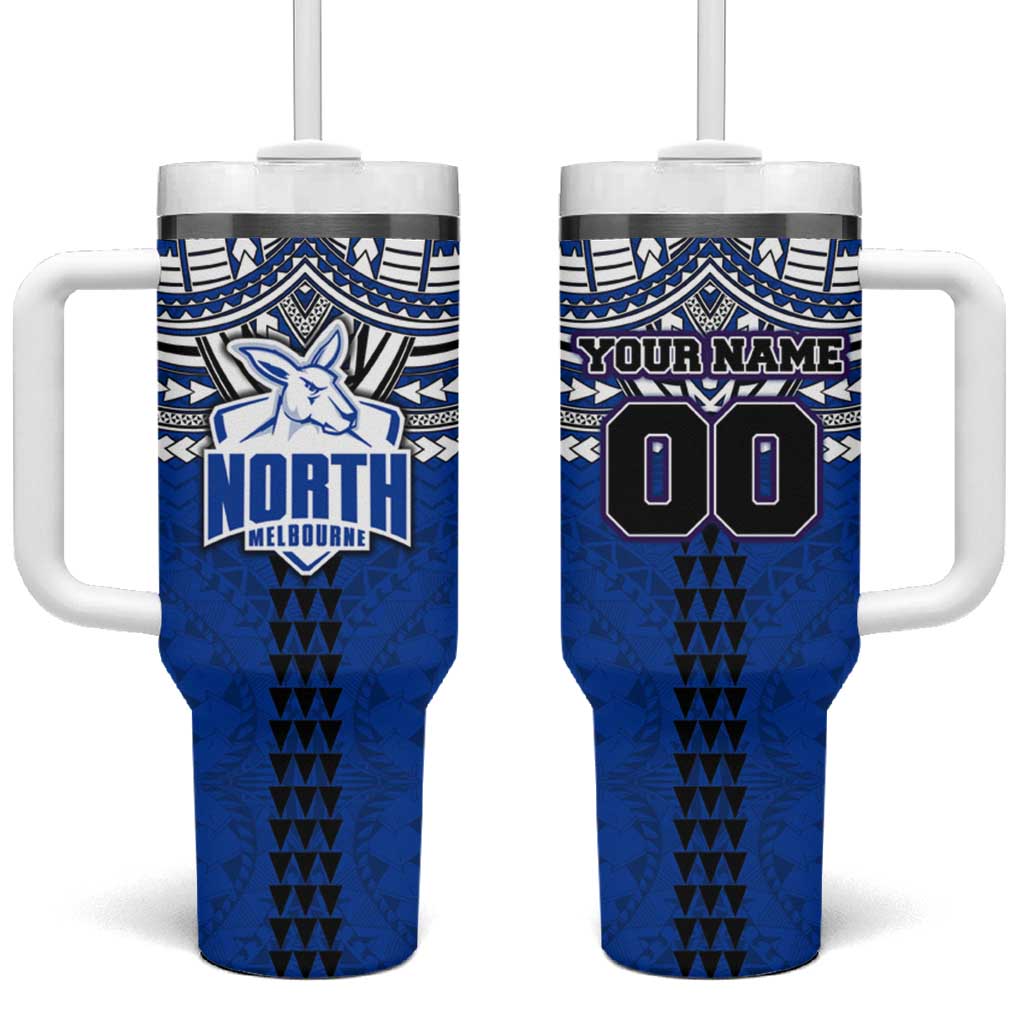 Personalized North Melbourne Kangaroos Tumbler With Handle Polynesian Tribal Pattern Heritage Football