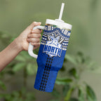 Personalized North Melbourne Kangaroos Tumbler With Handle Polynesian Tribal Pattern Heritage Football