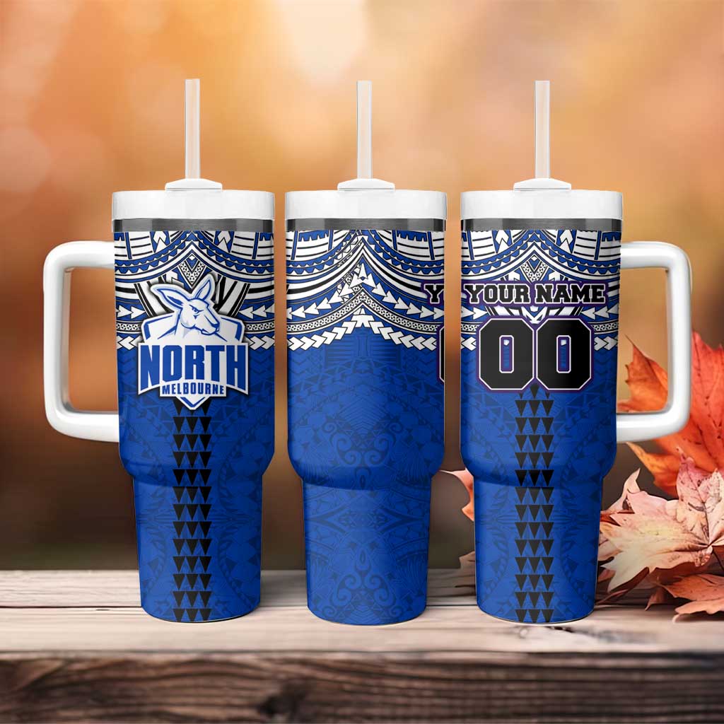 Personalized North Melbourne Kangaroos Tumbler With Handle Polynesian Tribal Pattern Heritage Football
