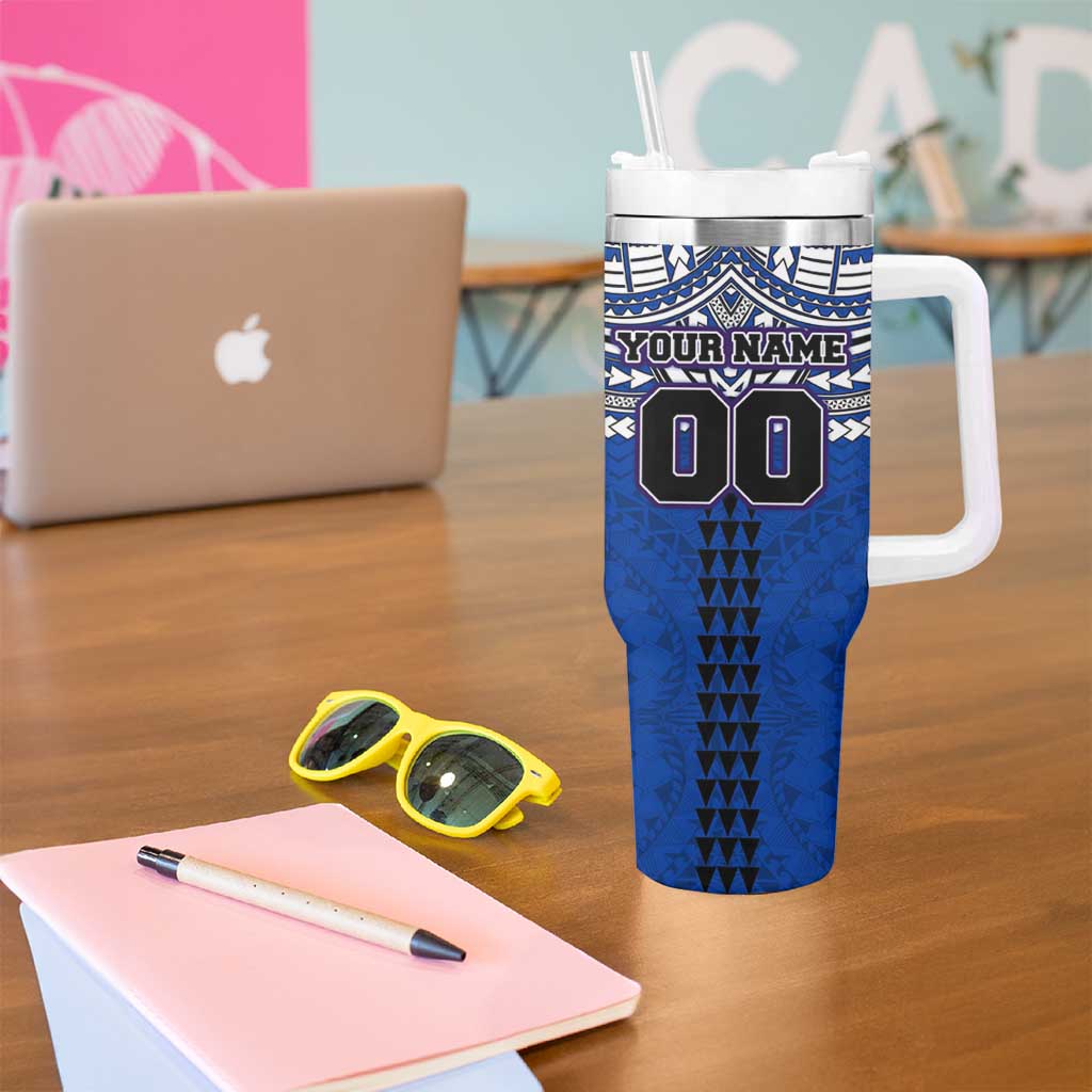 Personalized North Melbourne Kangaroos Tumbler With Handle Polynesian Tribal Pattern Heritage Football
