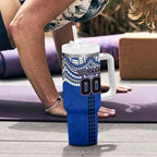 Personalized North Melbourne Kangaroos Tumbler With Handle Polynesian Tribal Pattern Heritage Football