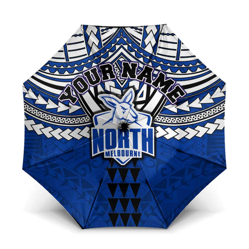 Personalized North Melbourne Kangaroos Umbrella Polynesian Tribal Pattern Heritage Football