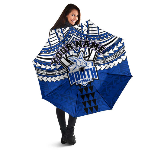 Personalized North Melbourne Kangaroos Umbrella Polynesian Tribal Pattern Heritage Football