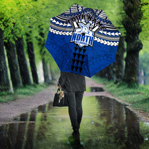 Personalized North Melbourne Kangaroos Umbrella Polynesian Tribal Pattern Heritage Football