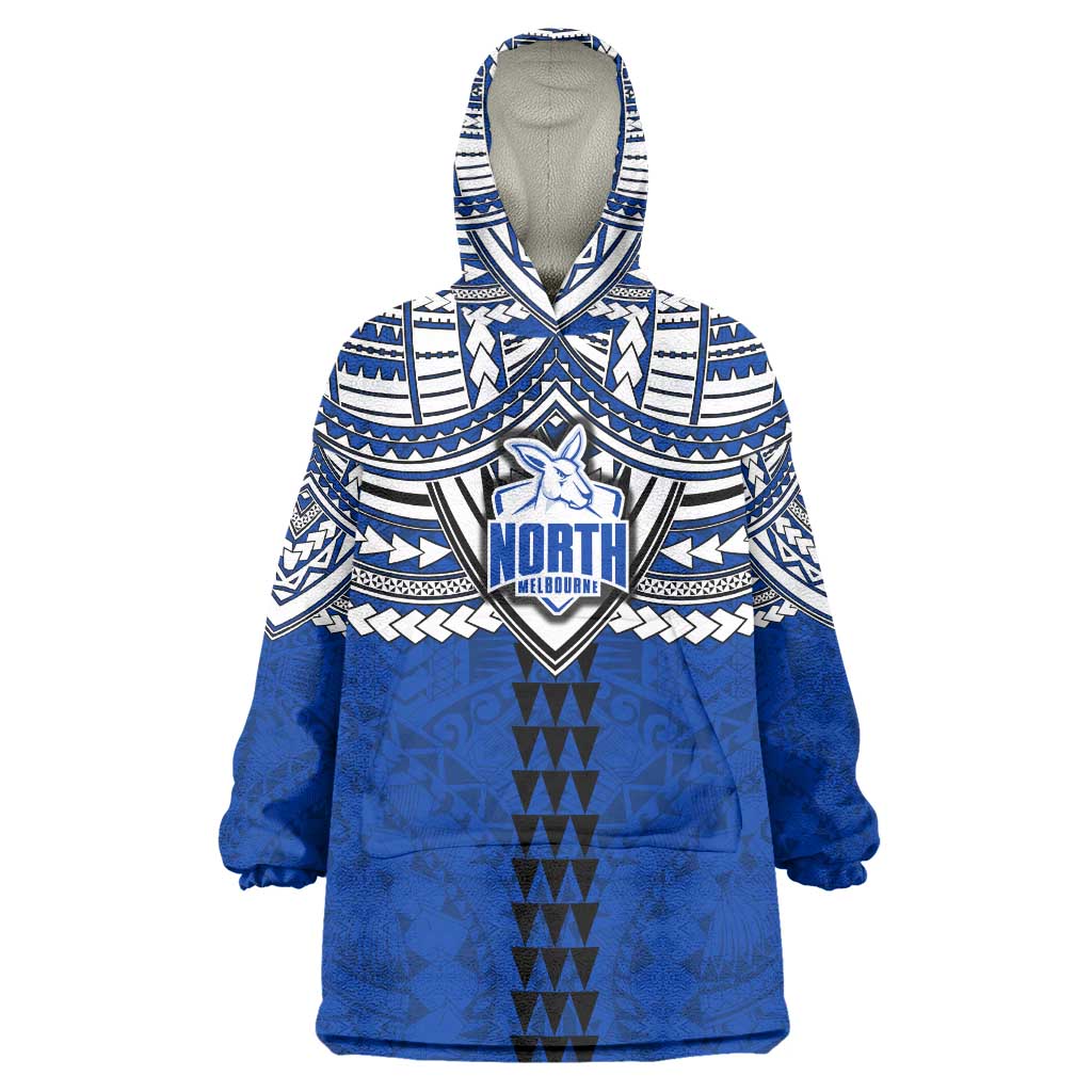 Personalized North Melbourne Kangaroos Wearable Blanket Hoodie Polynesian Tribal Pattern Heritage Football