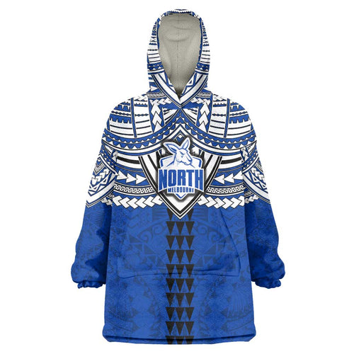 Personalized North Melbourne Kangaroos Wearable Blanket Hoodie Polynesian Tribal Pattern Heritage Football