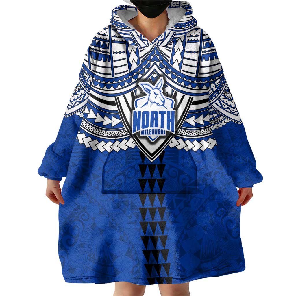 Personalized North Melbourne Kangaroos Wearable Blanket Hoodie Polynesian Tribal Pattern Heritage Football