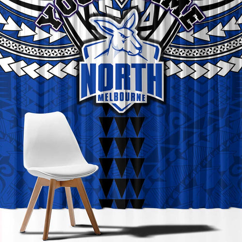 Personalized North Melbourne Kangaroos Window Curtain Polynesian Tribal Pattern Heritage Football