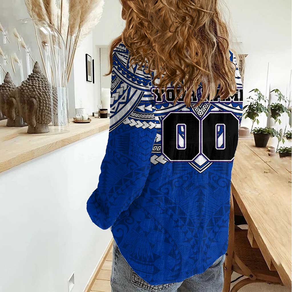 Personalized North Melbourne Kangaroos Women Casual Shirt Polynesian Tribal Pattern Heritage Football