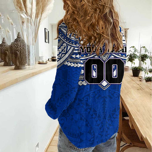 Personalized North Melbourne Kangaroos Women Casual Shirt Polynesian Tribal Pattern Heritage Football