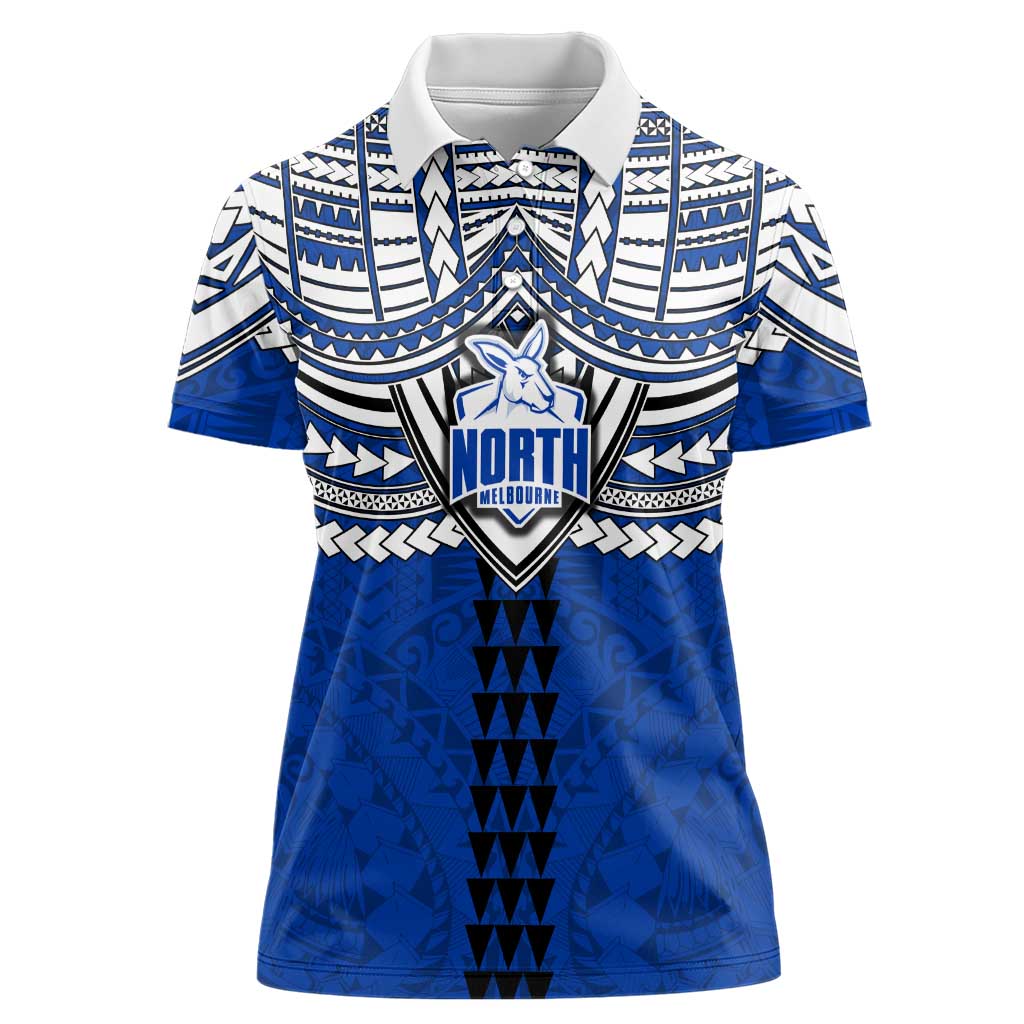 Personalized North Melbourne Kangaroos Women Polo Shirt Polynesian Tribal Pattern Heritage Football