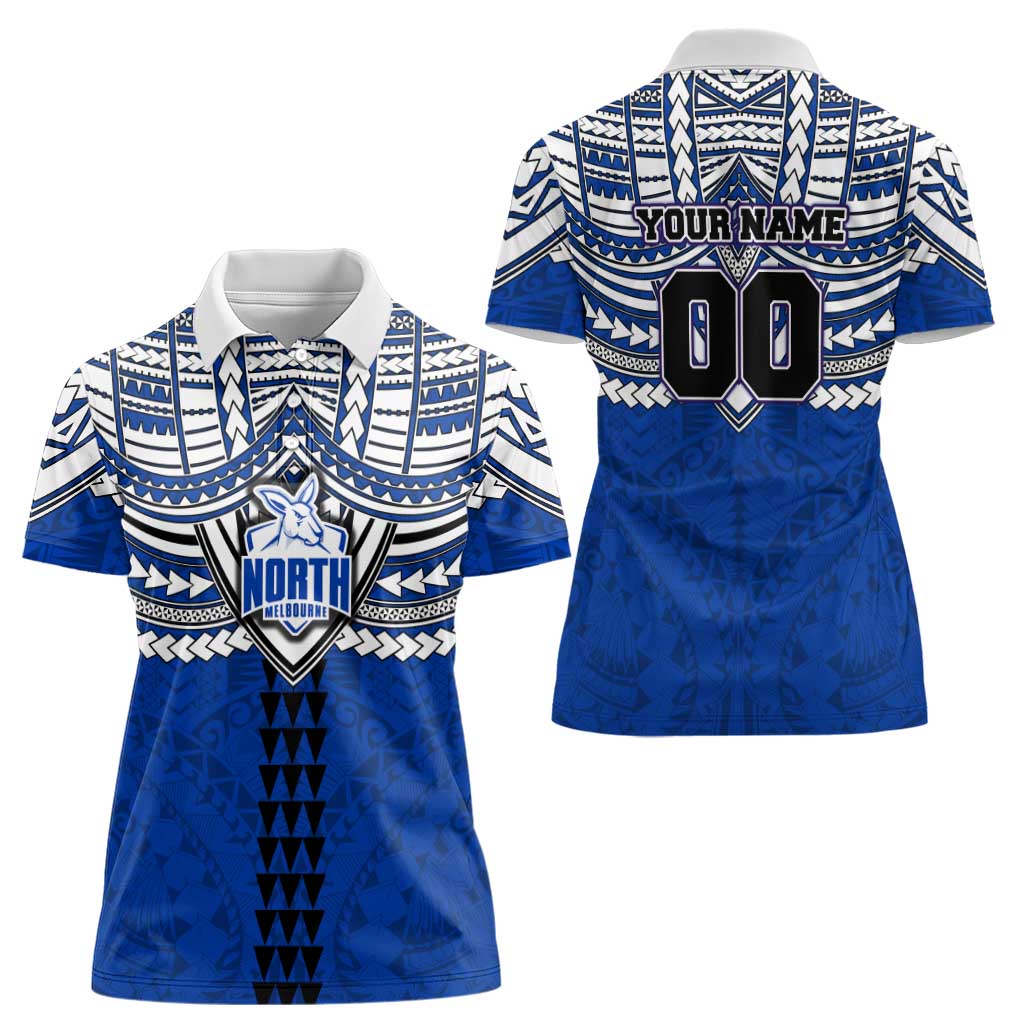 Personalized North Melbourne Kangaroos Women Polo Shirt Polynesian Tribal Pattern Heritage Football