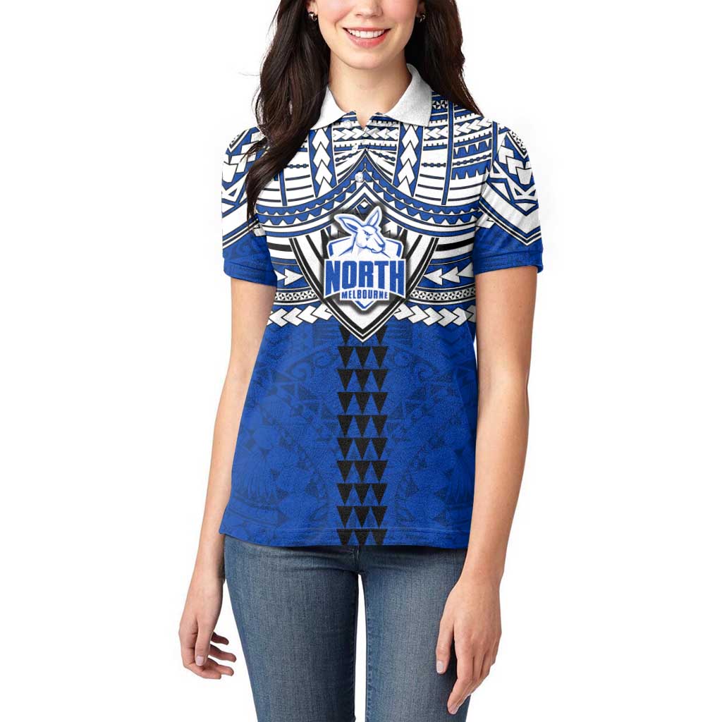 Personalized North Melbourne Kangaroos Women Polo Shirt Polynesian Tribal Pattern Heritage Football