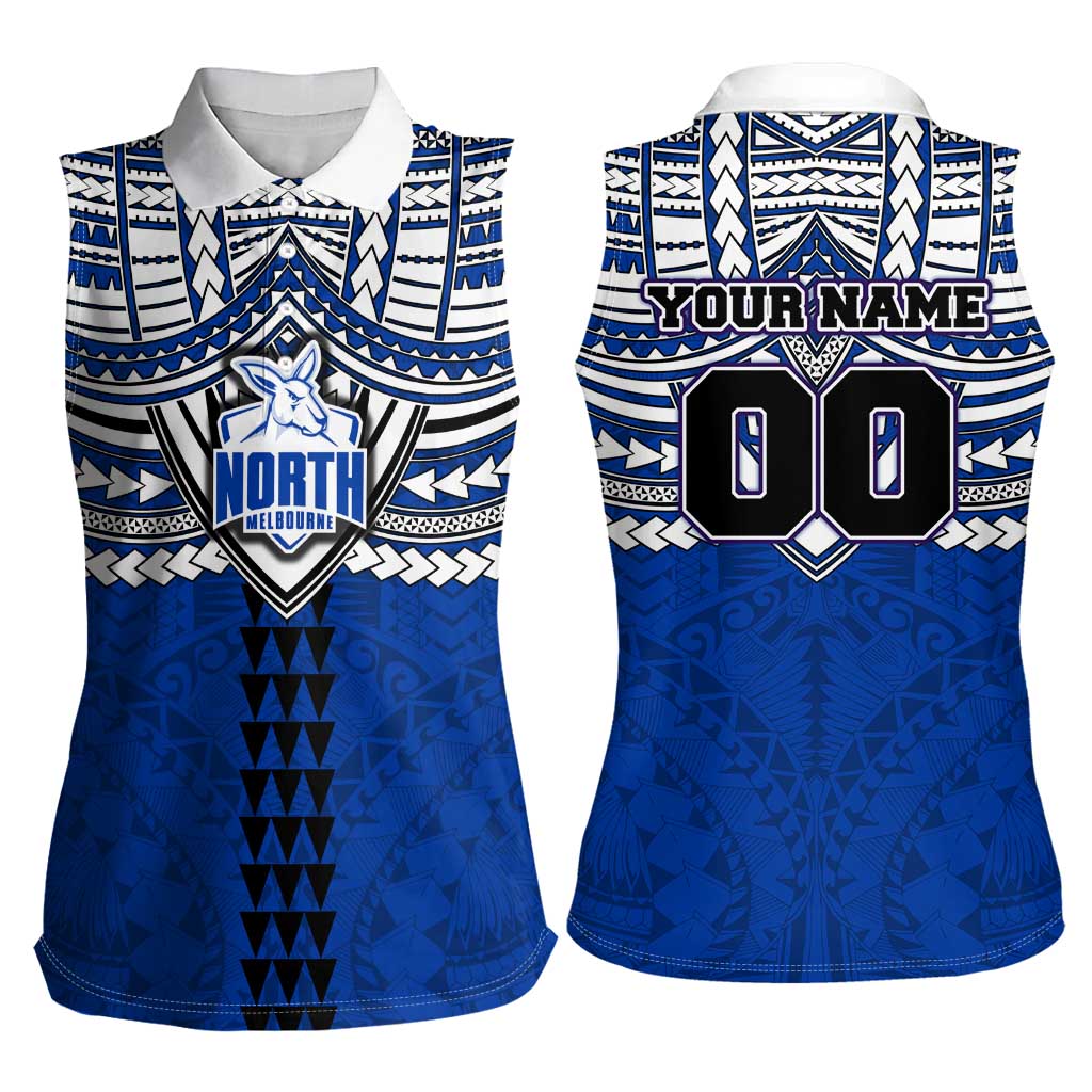 Personalized North Melbourne Kangaroos Women Sleeveless Polo Shirt Polynesian Tribal Pattern Heritage Football