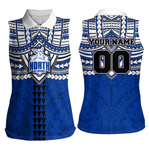 Personalized North Melbourne Kangaroos Women Sleeveless Polo Shirt Polynesian Tribal Pattern Heritage Football