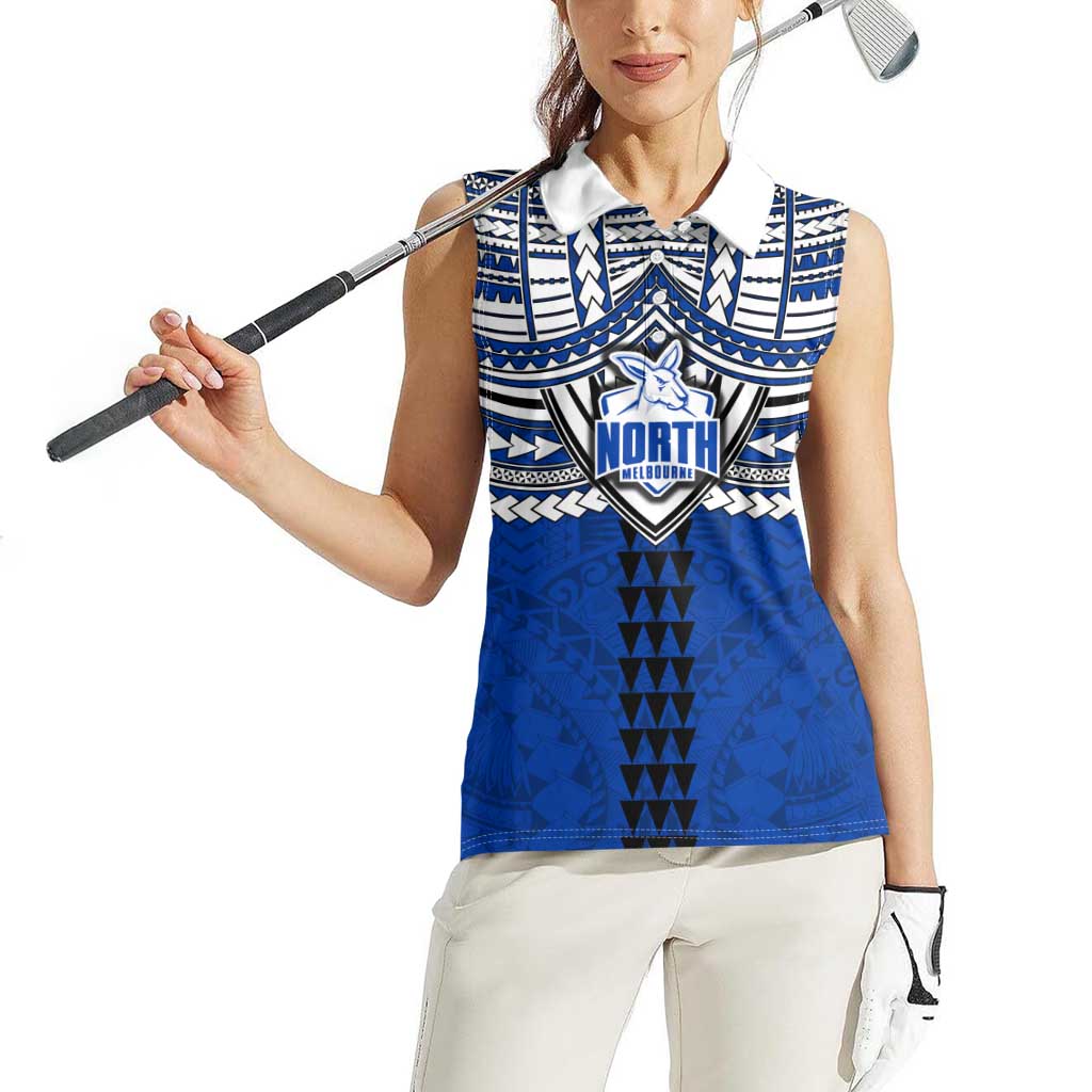 Personalized North Melbourne Kangaroos Women Sleeveless Polo Shirt Polynesian Tribal Pattern Heritage Football
