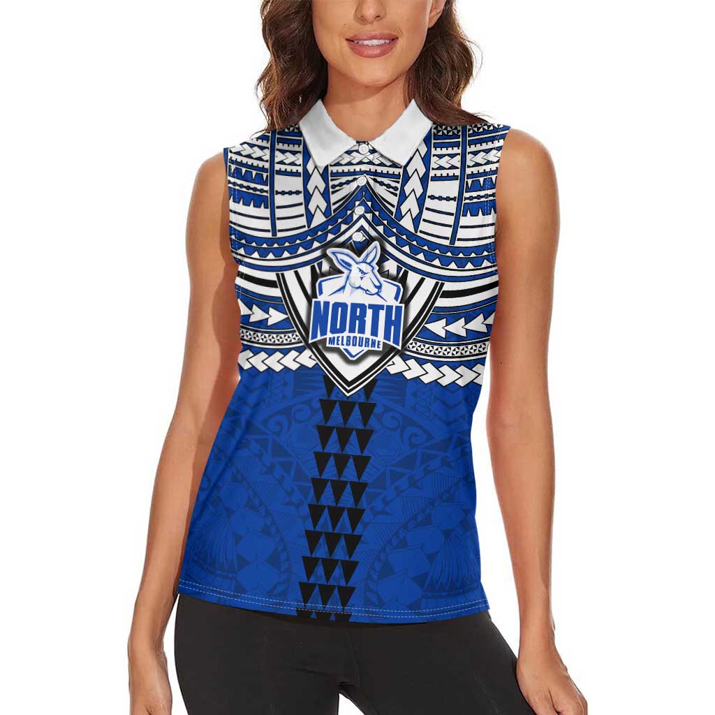 Personalized North Melbourne Kangaroos Women Sleeveless Polo Shirt Polynesian Tribal Pattern Heritage Football