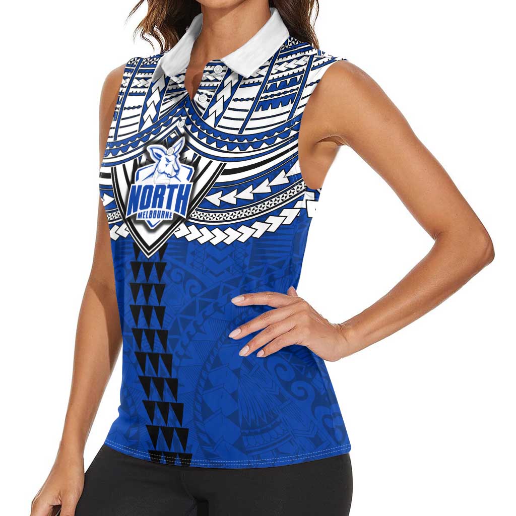 Personalized North Melbourne Kangaroos Women Sleeveless Polo Shirt Polynesian Tribal Pattern Heritage Football