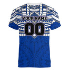 Personalized North Melbourne Kangaroos Women V-Neck T-Shirt Polynesian Tribal Pattern Heritage Football