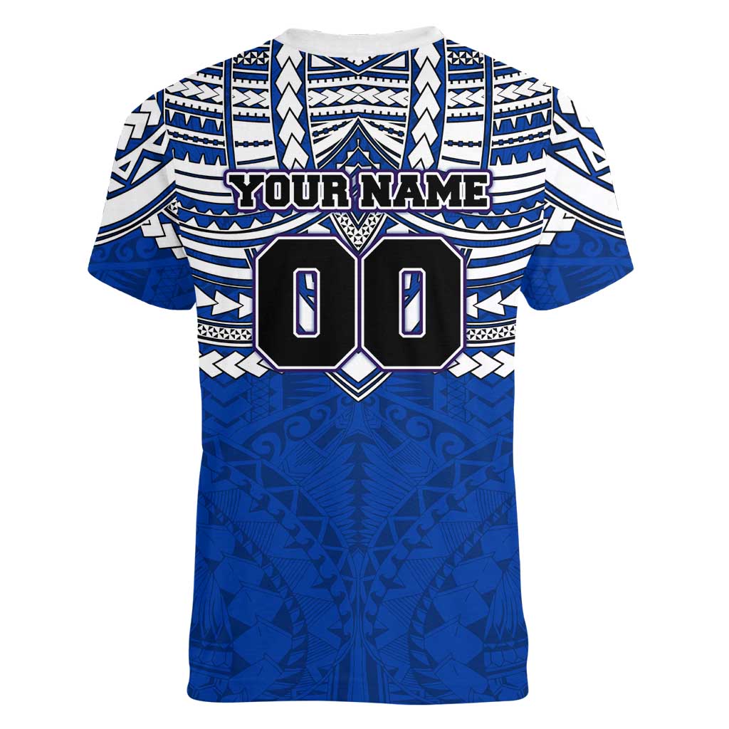 Personalized North Melbourne Kangaroos Women V-Neck T-Shirt Polynesian Tribal Pattern Heritage Football