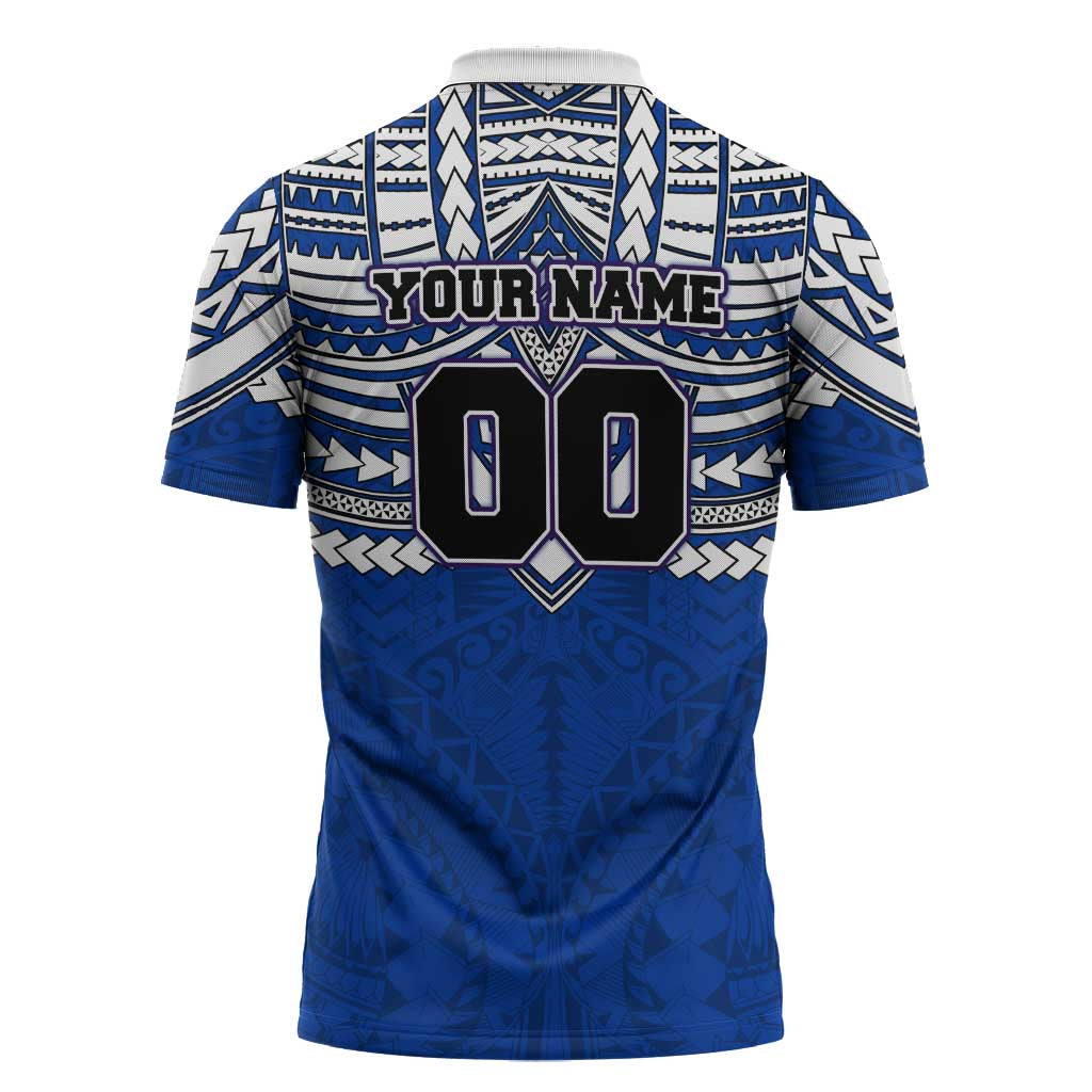 Personalized North Melbourne Kangaroos Zipper Polo Shirt Polynesian Tribal Pattern Heritage Football