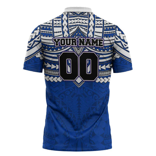 Personalized North Melbourne Kangaroos Zipper Polo Shirt Polynesian Tribal Pattern Heritage Football