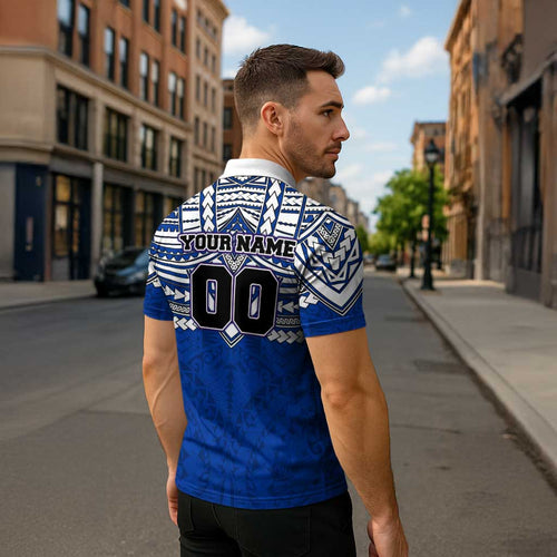 Personalized North Melbourne Kangaroos Zipper Polo Shirt Polynesian Tribal Pattern Heritage Football