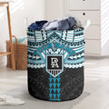 Personalized Port Adelaide Power Laundry Basket Polynesian Tribal Pattern Heritage Football
