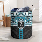 Personalized Port Adelaide Power Laundry Basket Polynesian Tribal Pattern Heritage Football