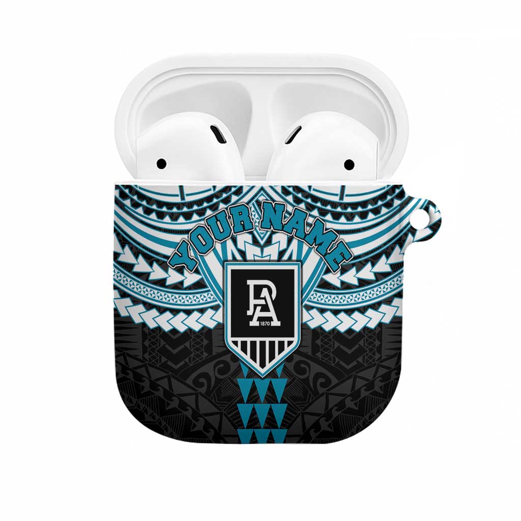 Personalized Port Adelaide Power AirPods Case Polynesian Tribal Pattern Heritage Football
