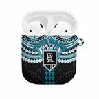 Personalized Port Adelaide Power AirPods Case Polynesian Tribal Pattern Heritage Football
