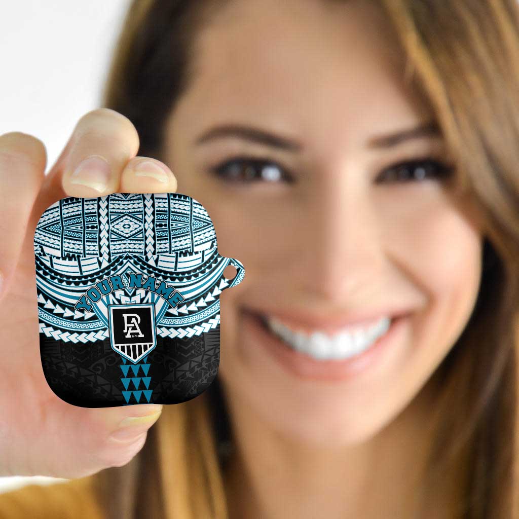 Personalized Port Adelaide Power AirPods Case Polynesian Tribal Pattern Heritage Football