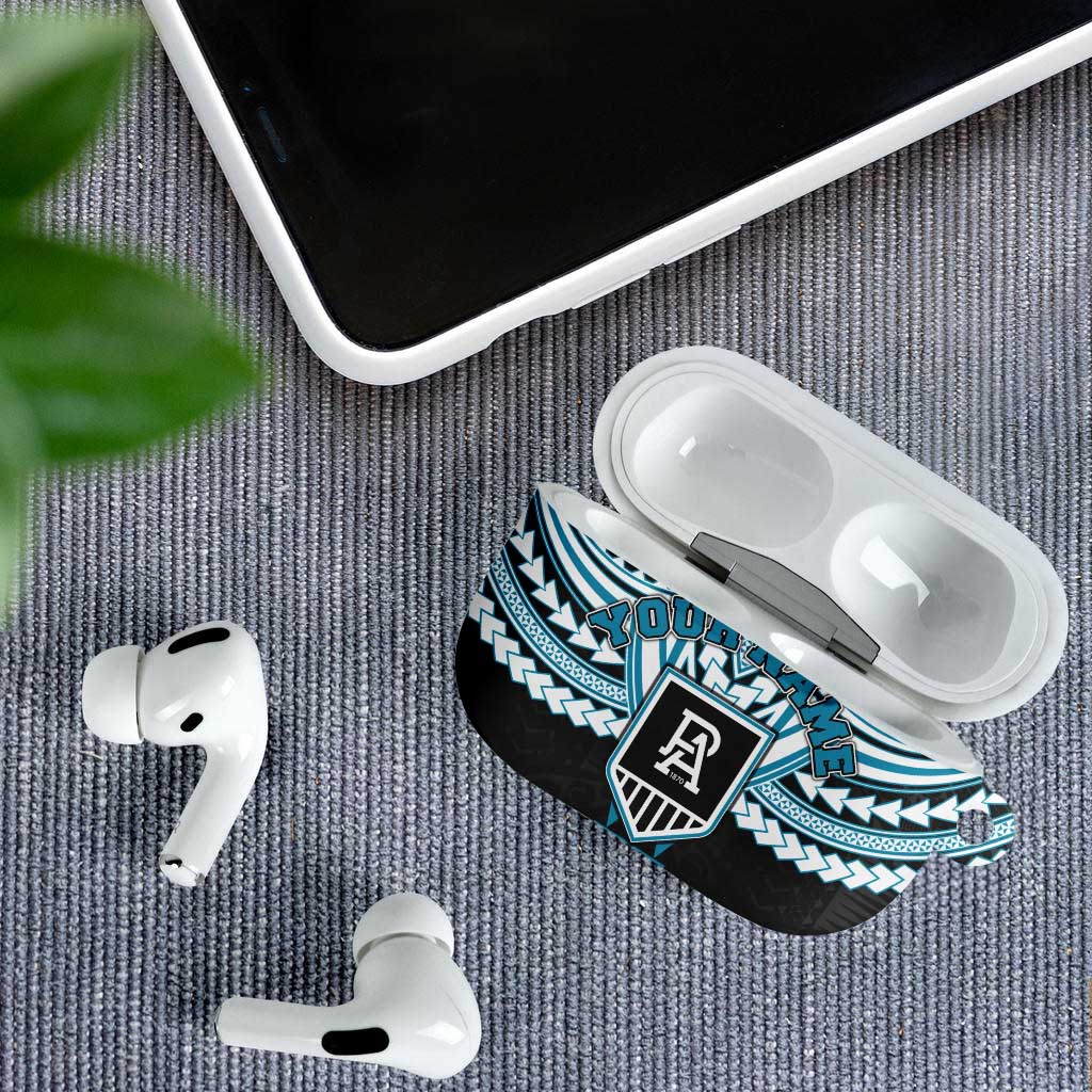 Personalized Port Adelaide Power AirPods Case Polynesian Tribal Pattern Heritage Football