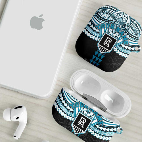 Personalized Port Adelaide Power AirPods Case Polynesian Tribal Pattern Heritage Football